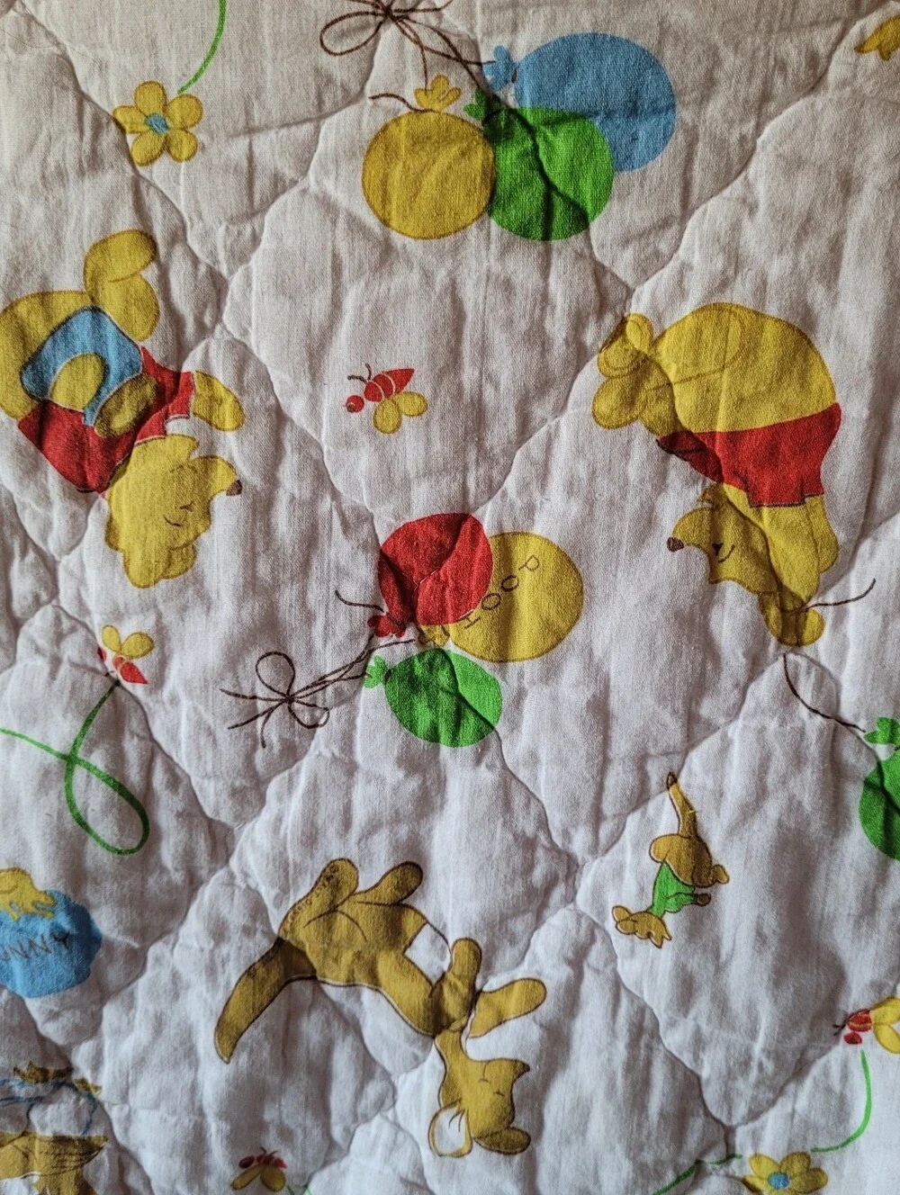 Vtg Winnie The Pooh Quilt Comforter Blanket Piglet Heffabee Eeyore Roo Balloons